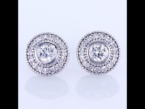 0.76CT 14KT WHITE GOLD HALO DIAMOND STUD EARRINGS