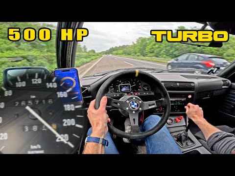 500HP BMW E30 M50 STROKER TURBO is WILD on the GERMAN AUTOBAHN