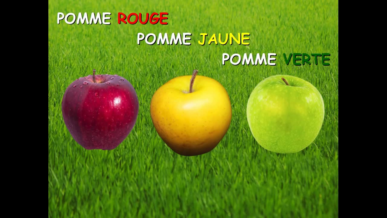 Pomme rouge pomme jaune pomme verte