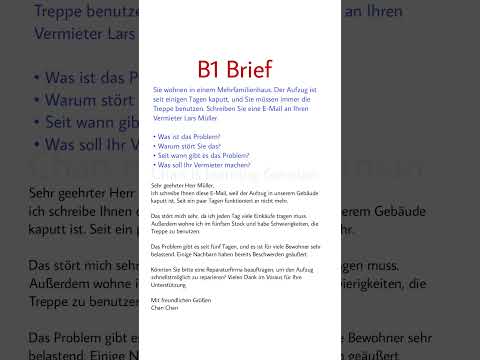 B1 Deutsch Brief – Probleme mit dem Aufzug #B1 #Prüfung | Schreiben Brief schriftliche Prüfung