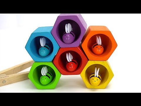Learn Colors & Sorting with Preschool Toy Bees and Beehive! Video