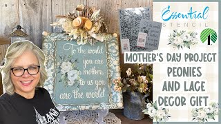 🌿🌸 Mother's Day Project Peonies and Lace Decor Gift || Sharing tips for Stenciling and More Ideas!