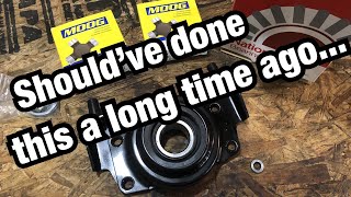 Eliminating vibration from a 2 piece drive shaft