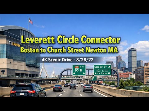 🚘 Leverett Circle Connector Boston to Church Street Newton MA | 4K Scenic Drive - 8/28/22