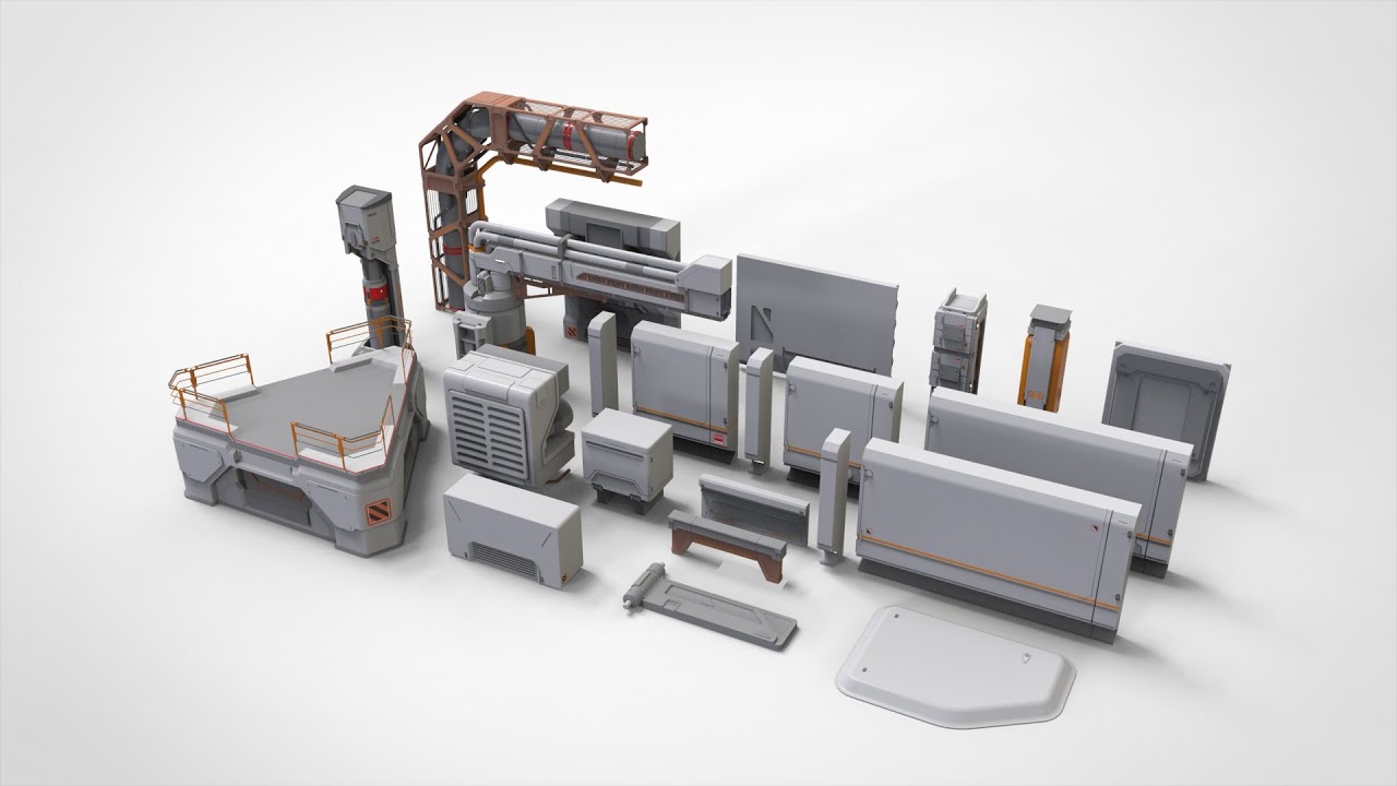 Science-Fiction-Architektur-Kitbash 29 3D Modell