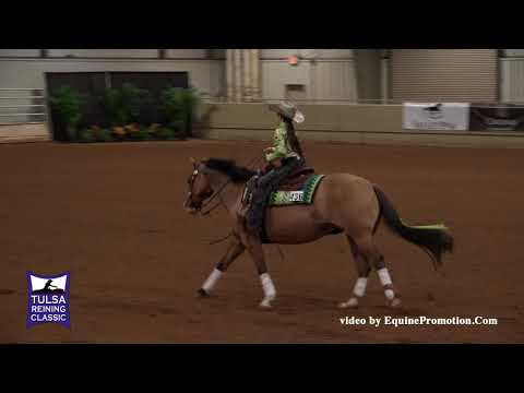 Dunitwithasmokingun ridden by Becca Schaffhauser  - 2018 Tulsa Reining Classic (Short Stirrup)