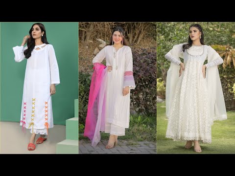20 Latest White and off white dresses ||white chicken kari dress designing ideas #2024 ||#white