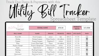 Utility Bill Tracker Google Sheets Monthly Utilities Tracker Excel Spreadsheet  Bills Template