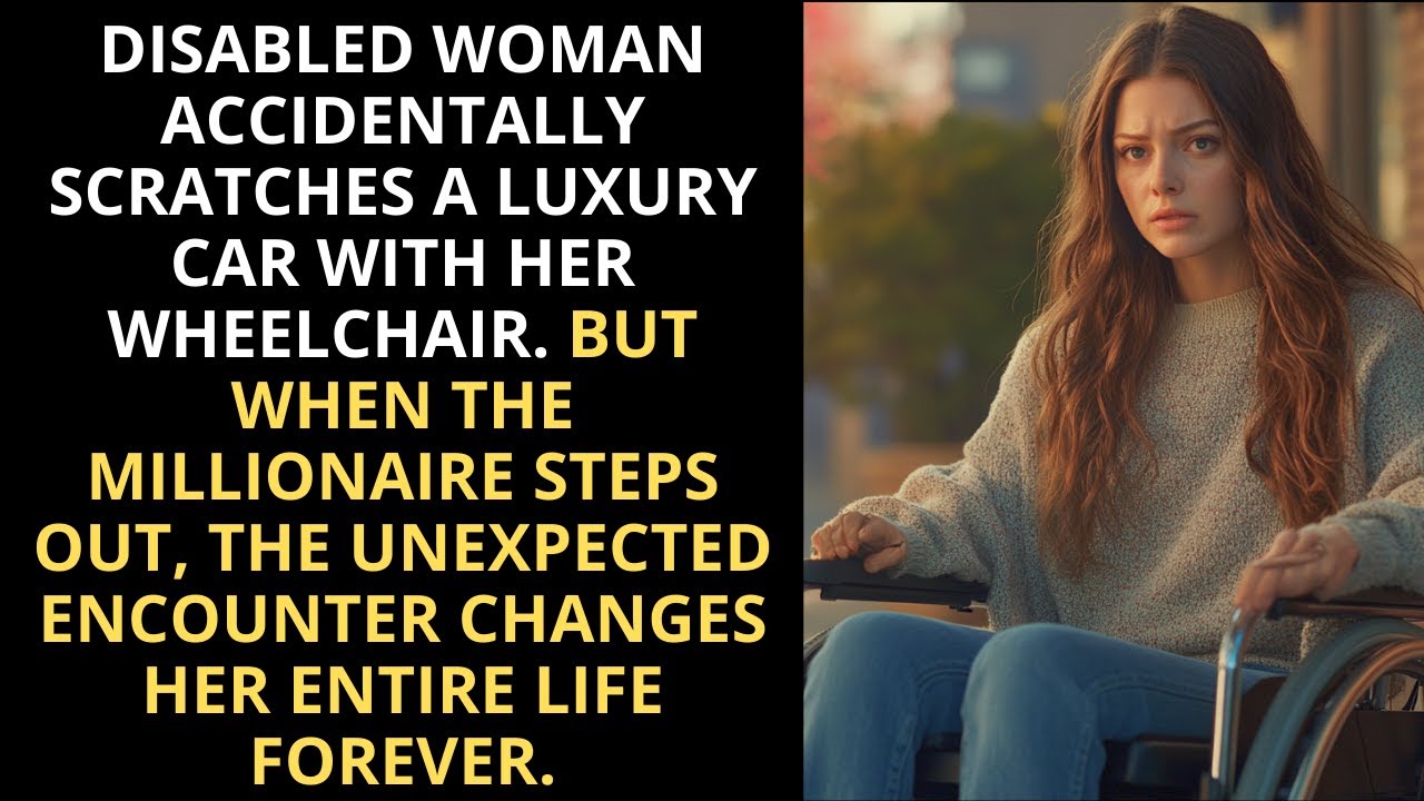 Woman accidentally scratches a luxury car with her wheelchair. But when the millionaire steps out...