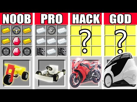 Minecraft Battle: EPIC MOTORCYCLE CRAFTING CHALLENGE - NOOB vs PRO vs HACKER vs GOD ~ Animation