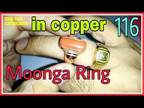 Moonga ring in copper, red coral ring capsule design