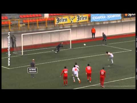 Pogodak Stefana Babovića iz jedanaesterca na utakmici 15. kola JSL Voždovac - Radnički Niš 2:1 (0:1)