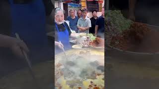 Mouthwatering Giant Wok Lamb Noodle Soup! #shorts #chinesestreetfood #streetfood