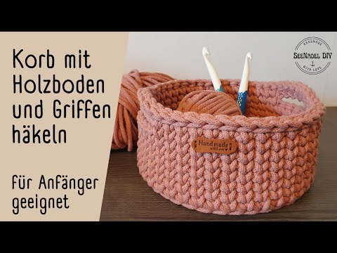 Korb häkeln mit Holzboden (Bonus: unsichtbarer Übergang)