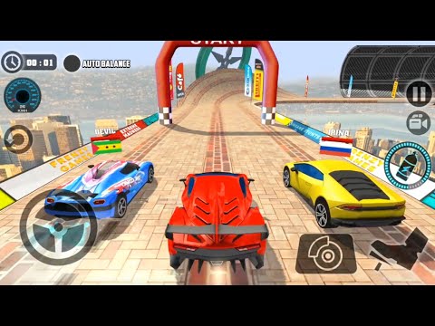 Impossible Car Tracks 3D - Red Sport Car Driving Multiplayer Mode - Android Gameplay Walkthrough