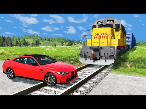 Cars vs Train Tracks Challenge in BeamNG Drive!