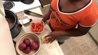 Pot roast using potatoes and carrots- crock pot meal