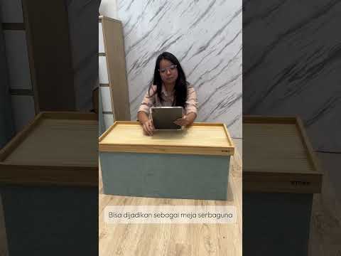 Gambar Stora Luvo Bangku Ottoman Lipat 76x38 cm - Abu-Abu Muda