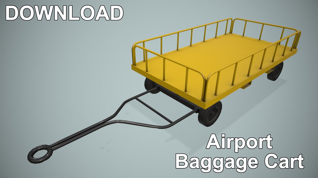 Carrello portabagagli aeroportuale --440-- Modello 3D
