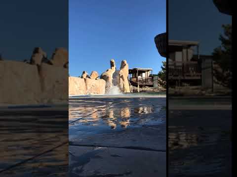 Making use of the hot tub, pool, and waterslide.