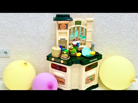 Детская игровая кухня Fun cooking «Шеф-повар» 848-A, 44 аксессуара, высота 77 см.  свет, звук, бежит вода из крана / Зеленая