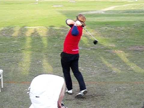 Peter Carlborg in Final (Slo-mo Swing, target line) @ European Long Drive Open 2010