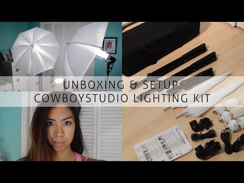 Unboxing & Setup: CowboyStudio Photography/Video Portrait Umbrella Continuous Triple Lighting Kit