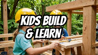 Kids learning trade skills by helping build their home school classroom.