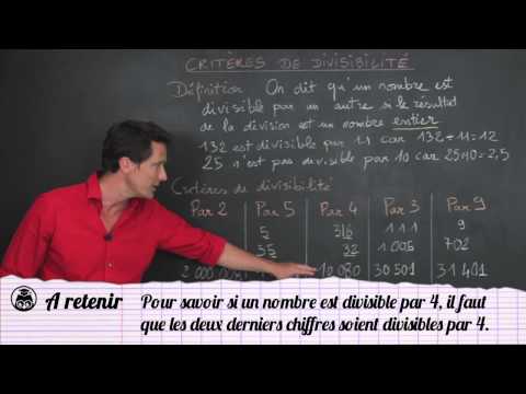 Critères de divisibilité