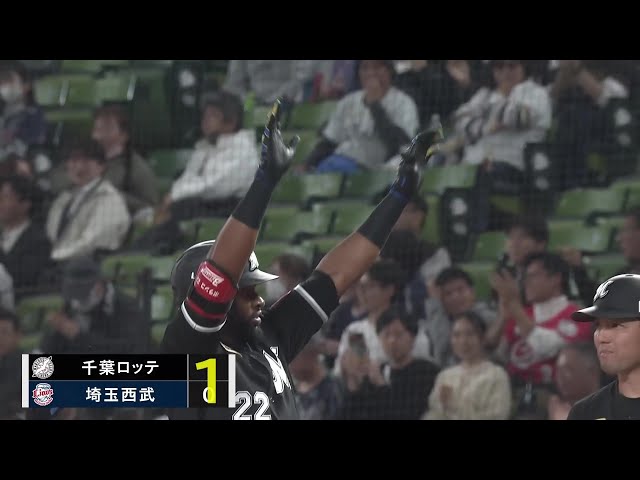 【1回表】初回から先制!! マリーンズ・ポランコ ライト前へ運ぶタイムリーヒットを放つ!! 2025年4月8日 埼玉西武ライオンズ 対 千葉ロッテマリーンズ