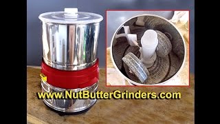 NUT BUTTER STONE GRINDER - BEST Half-Size Heavy Duty (Red Model) ~ www.NutButterGrinders.com