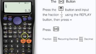 Change between fractions, decimals & surds (radicals) using SD button (Casio calculator, fx-83GT)