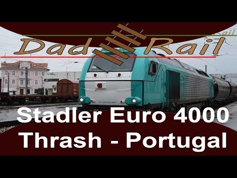 Portugal Stadler Euro 4000 Locomotive thrashes out of Pampilhosa.