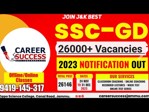 26000+ Vacancies Announced in SSC Gd 2023 || Good news for J&amp;K aspirants #sscgd2023