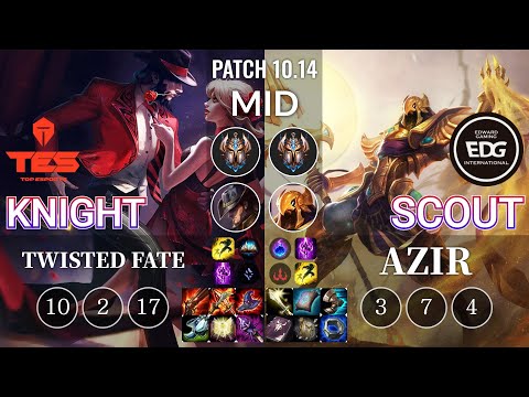 TES knight Twisted Fate vs EDG Scout Azir Mid - KR Patch 10.14