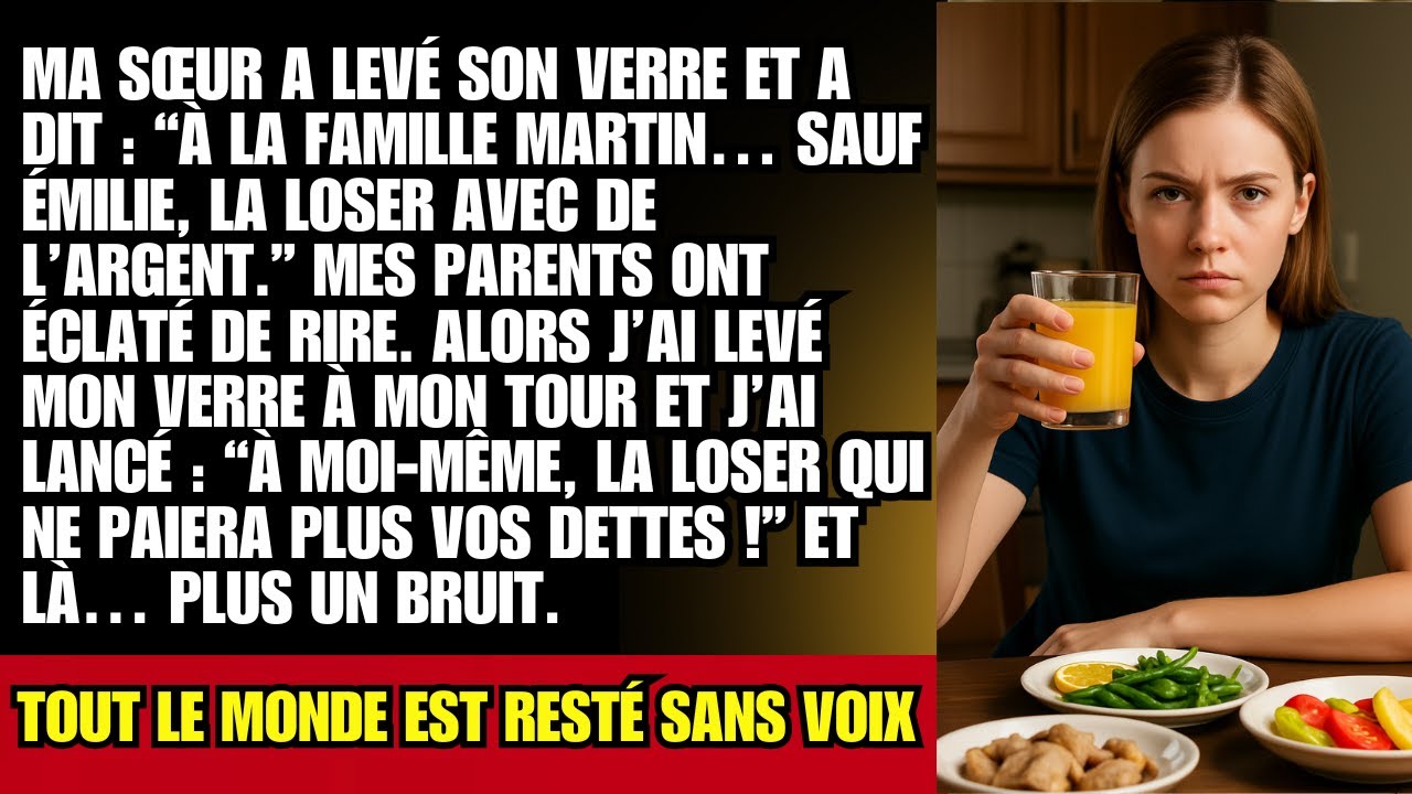 Ma Sœur a Porté un Toast et a Dit : “À la Famille Martin… Sauf Émilie, la Ratée Pleine de Fric