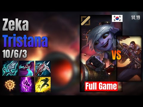 Zeka Mid Tristana vs Jayce lol KR solo rank Full Game 14.19