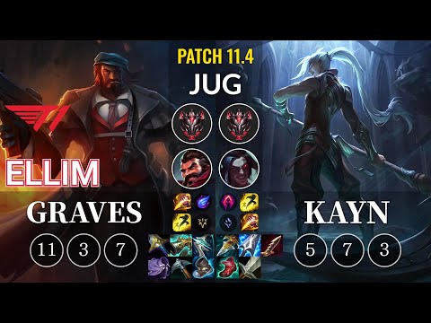 T1 Ellim Graves vs Kayn Jungle - KR Patch 11.4