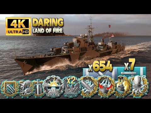 Destroyer Daring: Exciting game on map Land of Fire - World of Warships