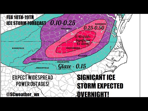 Crippling ice storm expected for North Carolina & Virginia. Some icing possible in South Carolina.