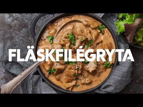 Fläskfilégryta med champinjoner