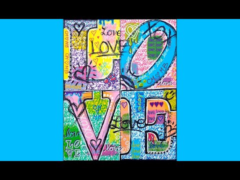 LOVE inspired by Robert Indiana - FREE Acrylic | Live Painting Tutorial - Learn to paint from home