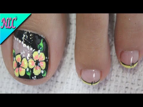 DISEÑO DE UÑAS PARA PIES FLORES Y FRANCÉS MUY FÁCIL DE HACER – FLOWERS NAIL ART – FRENCH NAIL ART