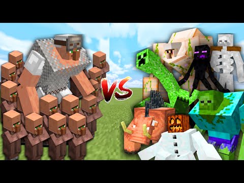 Extreme VILLAGERS vs MUTANT MOBS in Minecraft Mob Battle