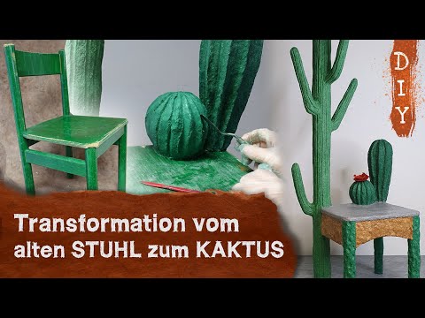 Transformation from old chaire to cactus - upcycling DIY