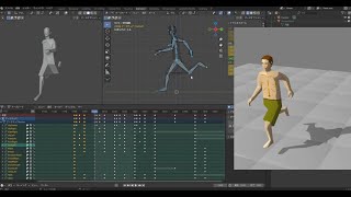 修正した走りモーション - Blenderと実機での動作確認風景