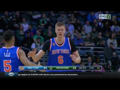 Kristaps Porzingis vs Milwaukee Bucks 08.03.2017 (13Pts)