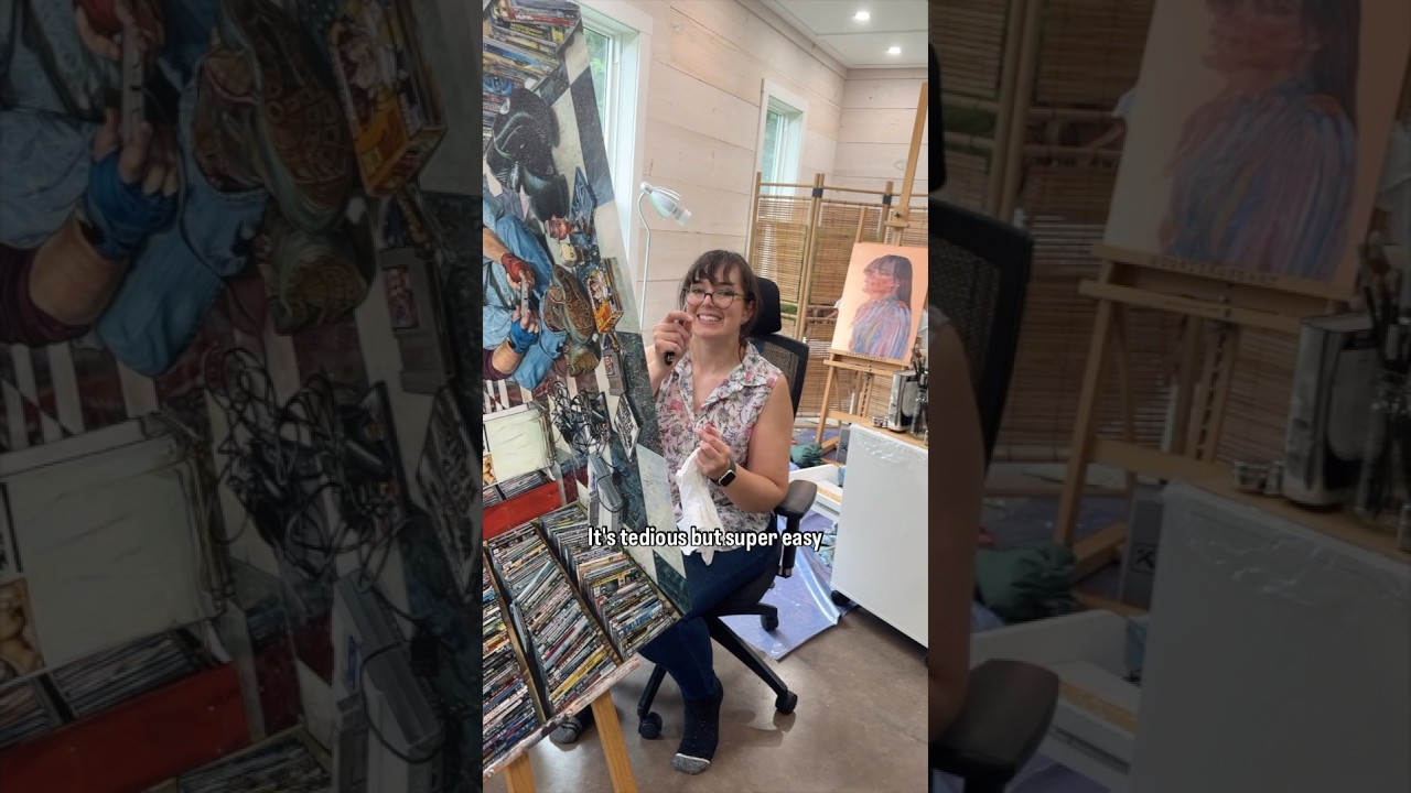 Flip it & reverse it.🤚😝 How to prep a warped painting to be restretched. #restretchingapainting