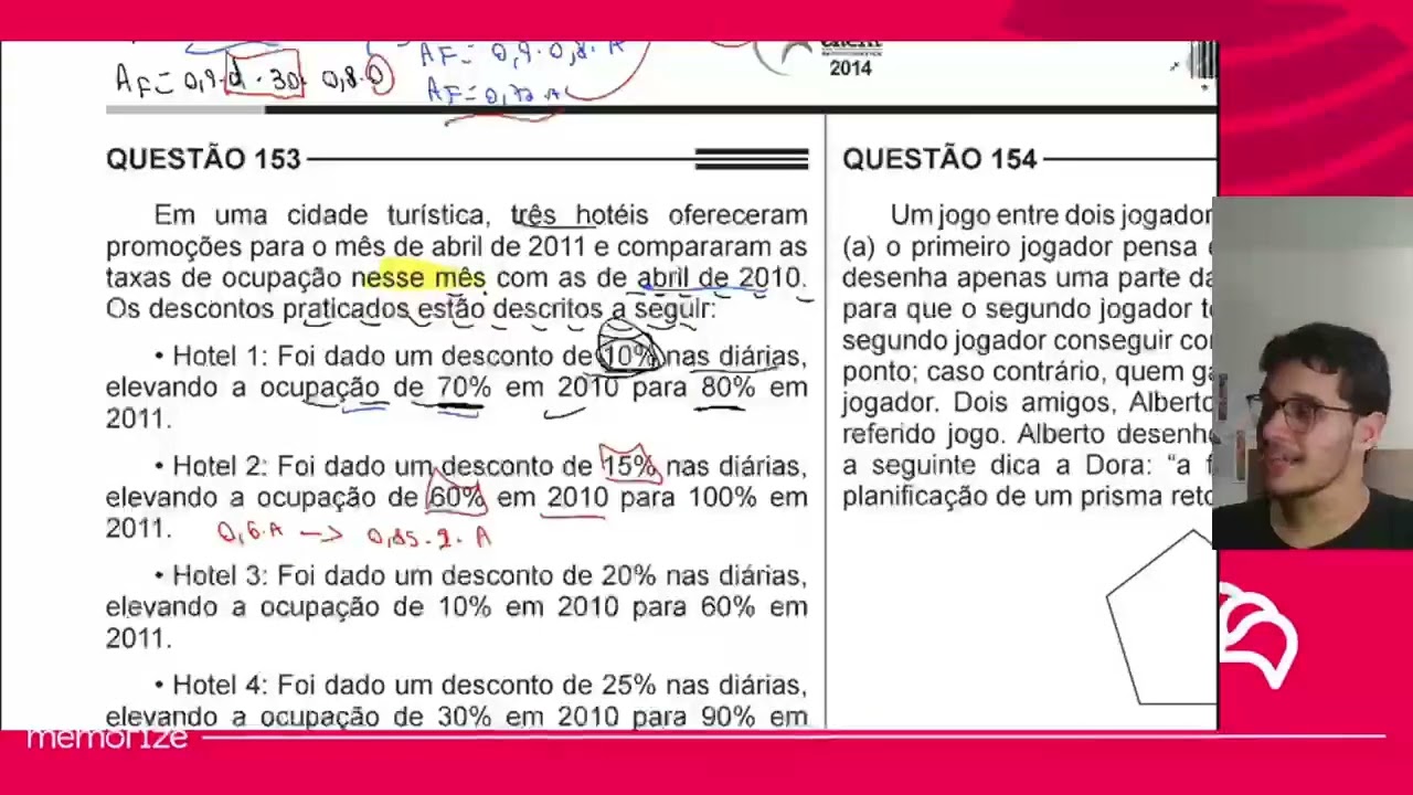 Resolução em Vídeo — Questão 153 ENEM 2014 Reaplicação