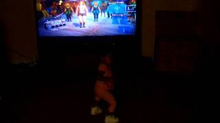 Toddler dancing to Hey Mami FannyPack